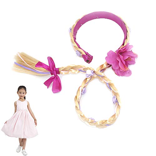 1PC niños postizo princesa Elsa peluca larga de Cosplay de la peluca trenzada de Hairband de Vestir Accesorios Trenzado Para Niños Chicas (púrpura)