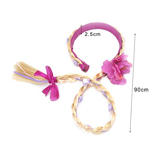 1PC niños postizo princesa Elsa peluca larga de Cosplay de la peluca trenzada de Hairband de Vestir Accesorios Trenzado Para Niños Chicas (púrpura)