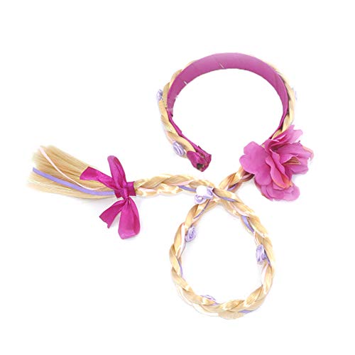 1PC niños postizo princesa Elsa peluca larga de Cosplay de la peluca trenzada de Hairband de Vestir Accesorios Trenzado Para Niños Chicas (púrpura)