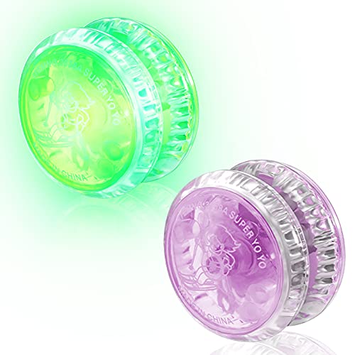 2 Juguetes de Yoyo con Luz LED Yoyo Teniendo de Bola Sensible para Niños Yoyo Entretenido para Principiante Favor de Fiesta Cumpleaños Rellenos de Bolsas de Regalos