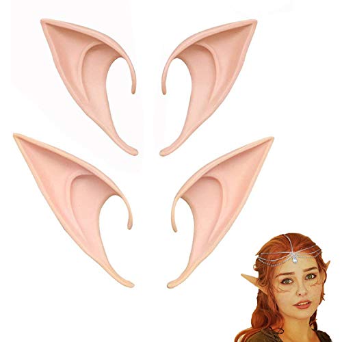 2 pares de orejas de hadas divertidas, orejas de hadas de látex, adecuadas para accesorios de cosplay de hadas, accesorios de disfraces, carnaval, fiesta de Halloween