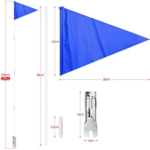 2 Pcs Banderín de Bicicleta 150 cm Seguridad Bandera para Bicicleta, Bandera de Seguridad para Bicicleta Infantil, Remolque de Bicicleta de Alta Visibilidad