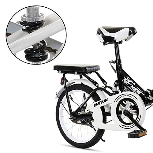 20 Pulgadas Amortiguación Bicicleta Plegable,Bicicleta Plegable para 135-175cm Personas,con Manillares Ajustables & Cesta & Frenos Delanteros Y Traseros Bicicleta-Negro 20 Inch