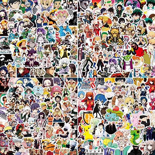 200 pegatinas de anime de dibujos animados japoneses mixtos de anime, vinilo impermeable para portátil, equipaje, monopatín, coche, niño y adolescentes