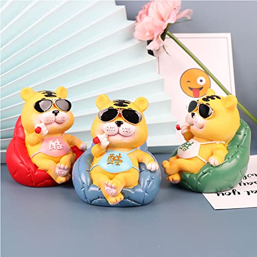 2022 Tiger Chinese New Year Tiger Doll, Tigers Peluche de animales de peluche, Figuras de tigre Exquisitas Decorativas Portátiles Lindo Mini Sofá Tigre Ornamento para Decoración Interior del Coche - D