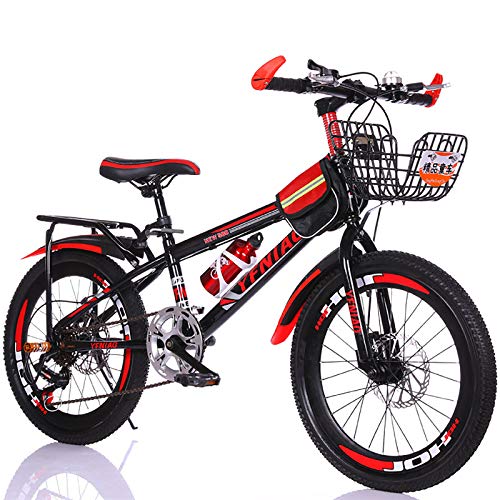 20''22',Frenos De Doble Disco,Velocidad Variable Bicicleta con Guardabarros & Cesta Estudiantes De Bicicleta,Niños Bicicleta De Montaña,Chicos Chicas Bicicleta-A 20inch