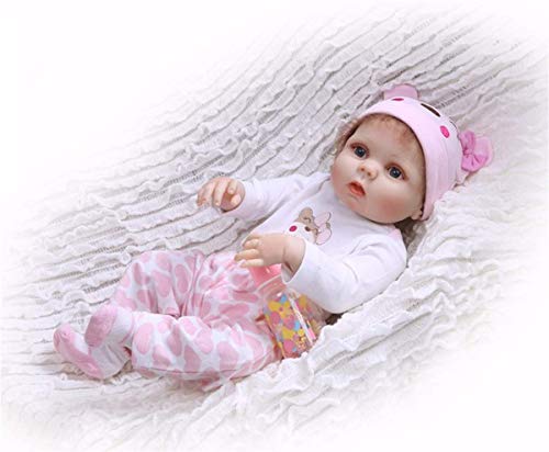 22 Pulgadas 55 cm Little Mimi Baby Girl Doll Hecho a Mano en Vinilo de Silicona Cuerpo Completo Realista Muñecas recién Nacidas Reborn Coleccionables Lavable Niños Cumpleaños