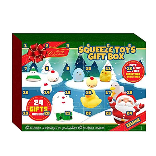 24 Unids Navidad Squeeze Juguetes Divertidos Adviento Cuenta Regresiva Calendario Dibujos Animados Fruta Muñeco de Nieve Anti Estrés Squeeze Muñecas Regalo Navidad Squeeze Juguetes