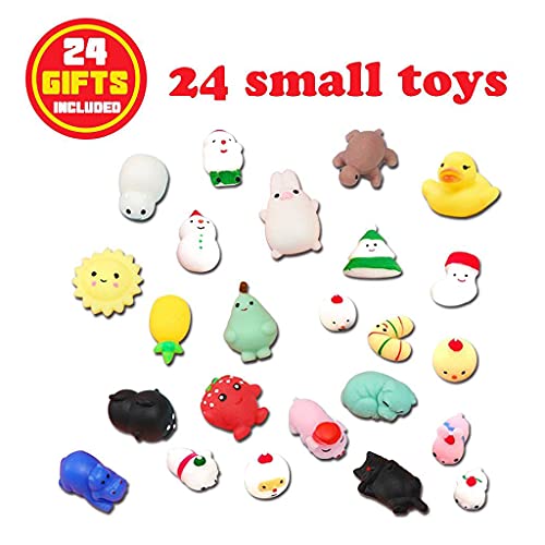 24 Unids Navidad Squeeze Juguetes Divertidos Adviento Cuenta Regresiva Calendario Dibujos Animados Fruta Muñeco de Nieve Anti Estrés Squeeze Muñecas Regalo Navidad Squeeze Juguetes