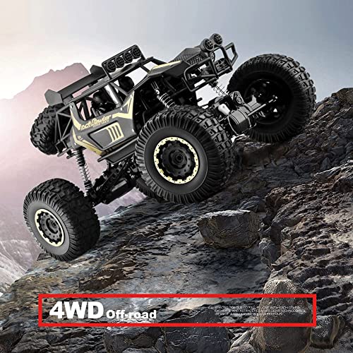 2.4Ghz Remote Control Car 1/8 RC Cars 4WD Powerful All Terrains RC Rock Crawler Electric Off Road Radio Control Cars with Anti-Fall and Crash Resistance Shock Absorber (Black)