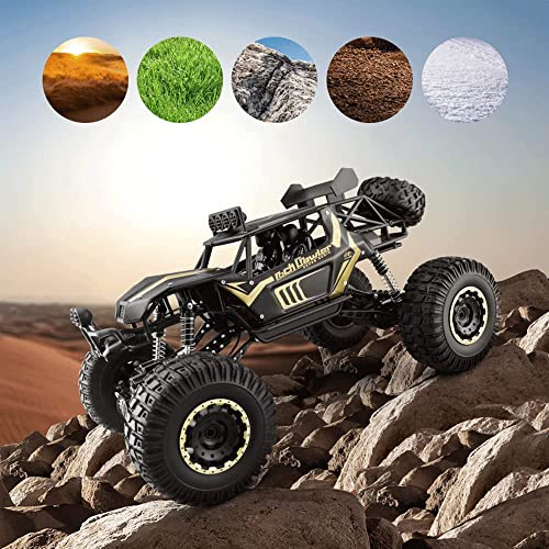 2.4Ghz Remote Control Car 1/8 RC Cars 4WD Powerful All Terrains RC Rock Crawler Electric Off Road Radio Control Cars with Anti-Fall and Crash Resistance Shock Absorber (Black)