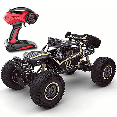 2.4Ghz Remote Control Car 1/8 RC Cars 4WD Powerful All Terrains RC Rock Crawler Electric Off Road Radio Control Cars with Anti-Fall and Crash Resistance Shock Absorber (Black)