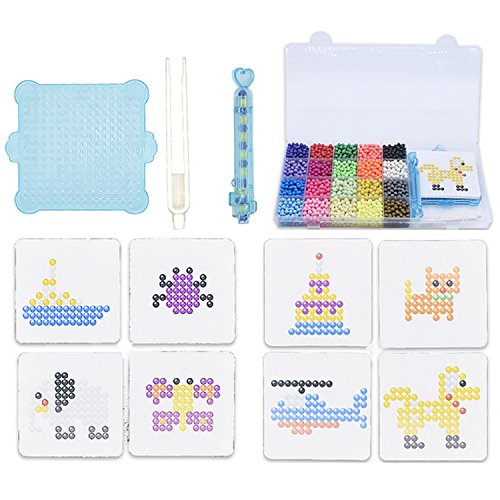 2600PCS Bead 20 Colores Fuse Craft Sticky Beads Kit Set con Pinzas Pegboards Pen para Niños Niños DIY Artesanía Juguetes Educativos