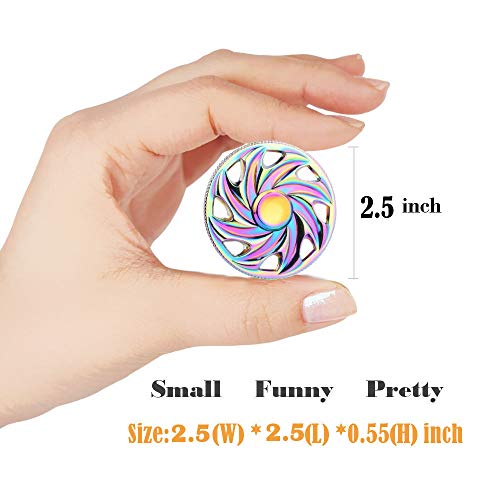 3-5 Mins Fidget Spinner EDC Hand Fidget Toy, Multicoloured Steering Wheel Rainbow Electroplating Alloy Stress Reducer High Speed Stainless Steel Bearing Finger Tri-Spinner Relief Toys for Focus