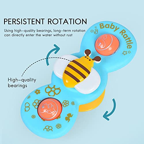 3 piezas de succión de juguete giratorio de baño de bebé juguete giratorio giratorio de dibujos animados insectos giratorios para baño comedor sillas de mesa