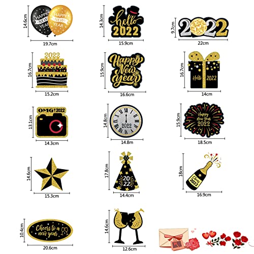 30pcs Decoración para Nochevieja,2022 Decoraciones para Fiestas de Fin de año,Oro Negro año Nuevo de Feliz Banner de año,año Nuevo decoración de Techo Colgante Remolino Adornos de espirales