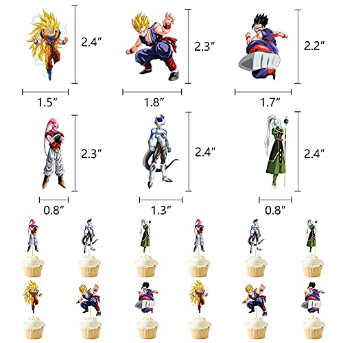 30pcs Suministros de fiesta de cumpleaños de Dragon Ball, las decoraciones de Dragon Ball Z incluyen adorno para tarta, adornos para cupcakes, pancarta, globos