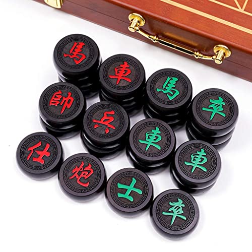 32 Pieces of Chess Wooden Party Game Chess Player Chinese Chess Double Chinese Chess (Color : Photo Color Size : 5449.51.8cm) (Photo Color 62 * 57.5 * 2.2cm)