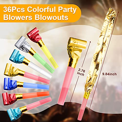 36 Piezas Sopladores de Fiesta Matasuegras Blowouts Silbatos Coloridos de Fiesta Relleno de Bolsas de Botín Relleno de Medias Regalos de Fiesta para Boda Cumpleaños Navidad Halloween