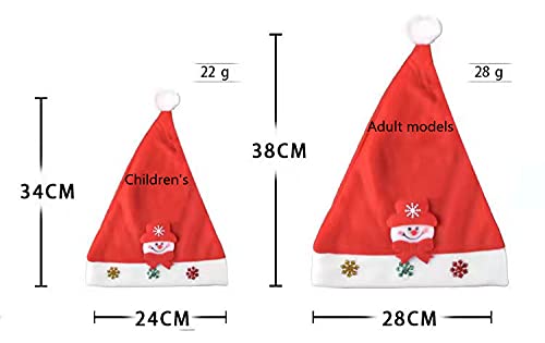 3pcs Unisex Red Santa Claus Hat, Classic Christmas Hat-Hat para niños y Adolescentes Fiesta de Disfraces de Navidad （Modelos para Adultos）