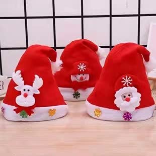 3pcs Unisex Red Santa Claus Hat, Classic Christmas Hat-Hat para niños y Adolescentes Fiesta de Disfraces de Navidad （Modelos para Adultos）