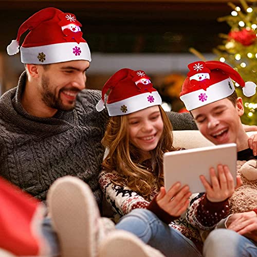 3pcs Unisex Red Santa Claus Hat, Classic Christmas Hat-Hat para niños y Adolescentes Fiesta de Disfraces de Navidad （Modelos para Adultos）