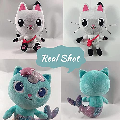 (4 Piezas) Juego de muñecos de Peluche Gabbys Dollhouse Cake Cat / Baby Box / di Paw / Mercat, un Animal de Peluche Suave en la casa de muñecas Amado por los fanáticos de los Dibujos Animados