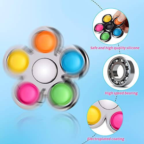 4 Piezas Push Pop Sensorial Fidget, Fidget Spinner, Fidget Toys Pop Bubble Push Hand Spinner Juguetes antiestrés para niños Adultos Matando el Tiempo Anti Stess