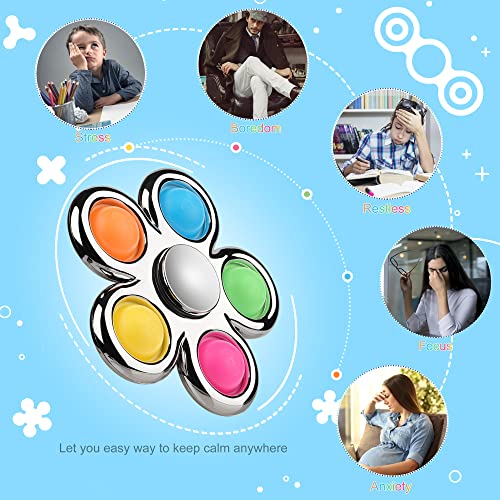 4 Piezas Push Pop Sensorial Fidget, Fidget Spinner, Fidget Toys Pop Bubble Push Hand Spinner Juguetes antiestrés para niños Adultos Matando el Tiempo Anti Stess