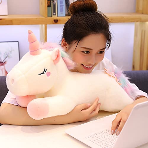 40-100cm Juguetes de Peluche de Unicornio Encantador tamaño Gigante Unicornio Animal de Peluche Caballo de Juguete Suave muñeca de Moda Regalo para niños 100cm Blanco