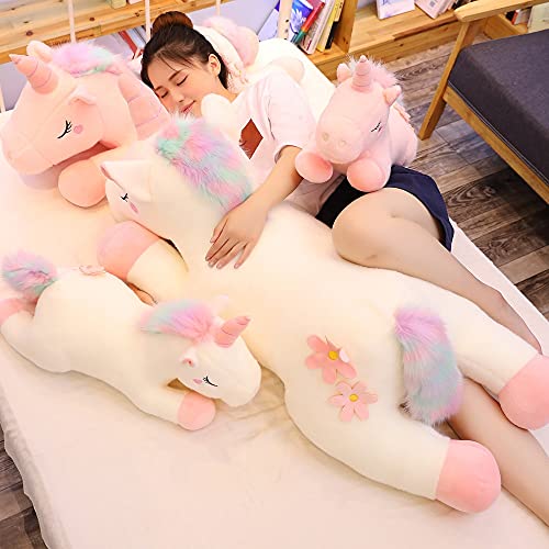 40-100cm Juguetes de Peluche de Unicornio Encantador tamaño Gigante Unicornio Animal de Peluche Caballo de Juguete Suave muñeca de Moda Regalo para niños 100cm Blanco