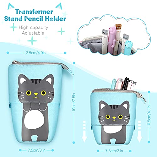 417 Piezas Set de Papelería de Gato Estuche Bolsa de para Lápiz de Transformador de Pie Bolígrafos de Tinta Gel de Gato Hojas de Nota Pegatina de Señal Página,un Regalo Para un ​Amante de ​Los Gatos