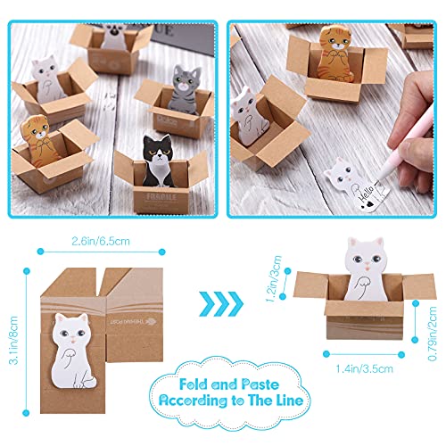 417 Piezas Set de Papelería de Gato Estuche Bolsa de para Lápiz de Transformador de Pie Bolígrafos de Tinta Gel de Gato Hojas de Nota Pegatina de Señal Página,un Regalo Para un ​Amante de ​Los Gatos