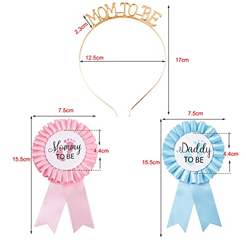 5 Pcs Banda para Baby Shower Mommy to Be Sash Faja Fajín de Satén Mum to be Futura Mama Daddy to Be Pin para Bautizo Baby Shower