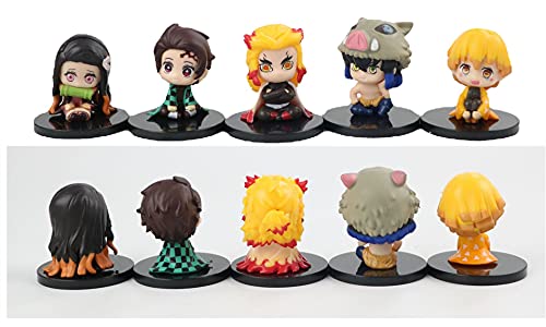 5 pcs figuras de acción de Demon Slayer, figuras de anime Tanjiro Nezuko Inosuke muñeca Rengoku Zenitsu, juguetes para el hogar (5 piezas-4,5 cm)