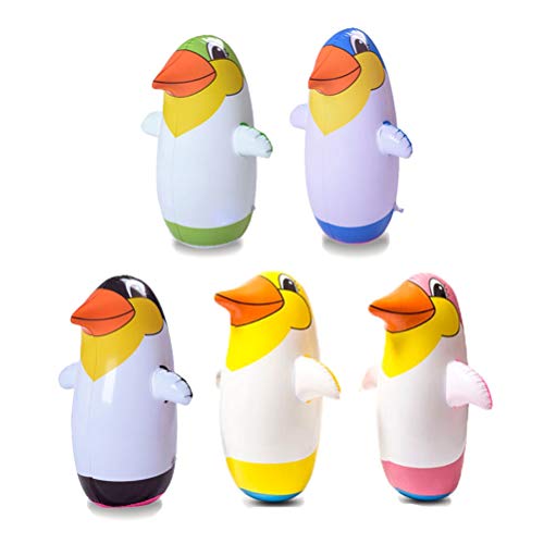 5 pingüinos hinchables de 22 cm, juguete suave, juguete hinchable para fiestas, accesorios para niños, juegos de interior (color aleatorio)