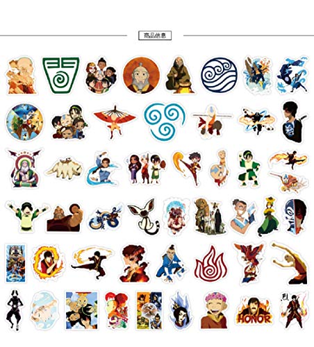 50pcs Pegatinas Avatar |The Last Airbender| Stickers Vinilo Impermeable Coche Motocicleta Bicicleta Equipaje Graffiti Parches Pegatinas de monopatín para computadora portátil