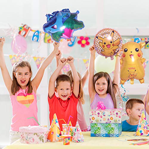 6 globos de Pokemon wopin-Pikachu temáticos de lámina para niños, decoración de suministros de fiesta de cumpleaños, relleno perfecto para bolsas de fiesta, suministros de bolsas de fiesta, botín