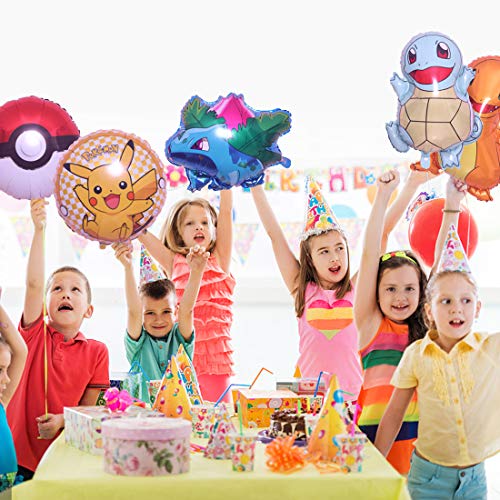 6 globos de Pokemon wopin-Pikachu temáticos de lámina para niños, decoración de suministros de fiesta de cumpleaños, relleno perfecto para bolsas de fiesta, suministros de bolsas de fiesta, botín