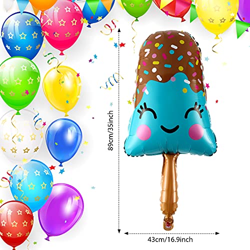 6 Globos Grandes de Barra de Helado Kawaii de Papel de Aluminio de 35 Pulgadas de Fiesta de Verano Globos de Paletas Gigantes Globo Mylar de Helado para Decoración de Cumpleaños Baby Shower