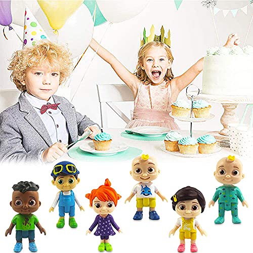 6 piezas figuras decorativas para tartas de Cocomelon,adorno de jardín de casa de muñecas,para decoración de cumpleaños familiar,minifiguras para adornos para niños,suministros para fiestas