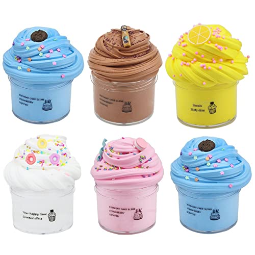 6 piezas Puff Slimes Face Mud regalo para niños y niñas de algodón barro prefabricado Super Soft antiadherente Plastilina