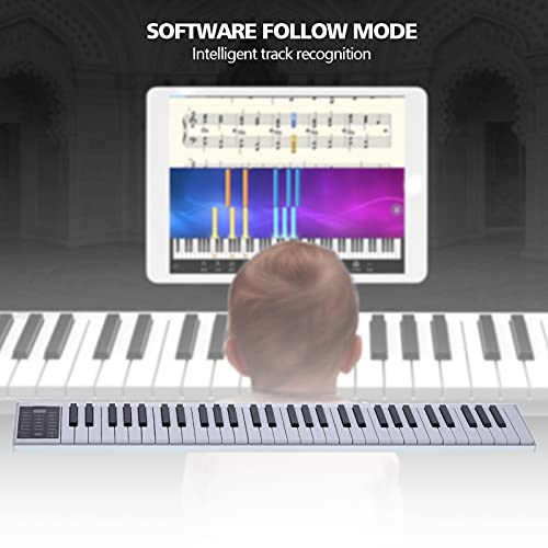 61 Clave Piano Digital Casa Electrónico Teclado Musical Portátil 128 Tonos Bluetooth Midi Teclado de Piano Pantalla de Tubo Digital LED con Funda de Piano para Principiantes/Niños