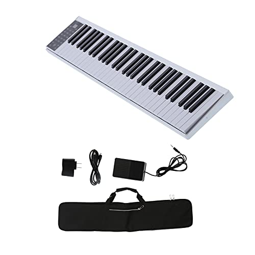 61 Clave Piano Digital Casa Electrónico Teclado Musical Portátil 128 Tonos Bluetooth Midi Teclado de Piano Pantalla de Tubo Digital LED con Funda de Piano para Principiantes/Niños