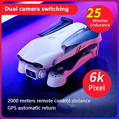 6K HD WiFi GPS Drone with Dual Camera for Adults, F10 FPV Professional Drone RC Quadcopter for Beginners with 5G Real Time Transmission, Follow-me, Gesture Beautify Photo, 75 Mins Flight Time