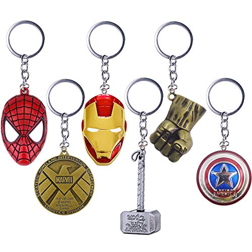 6Pcs Llavero SuperH The Avengers Colgante Llaveros Black Panther Keyring Key Holder,América Llavero De Metal América Shield Hanging Avengers