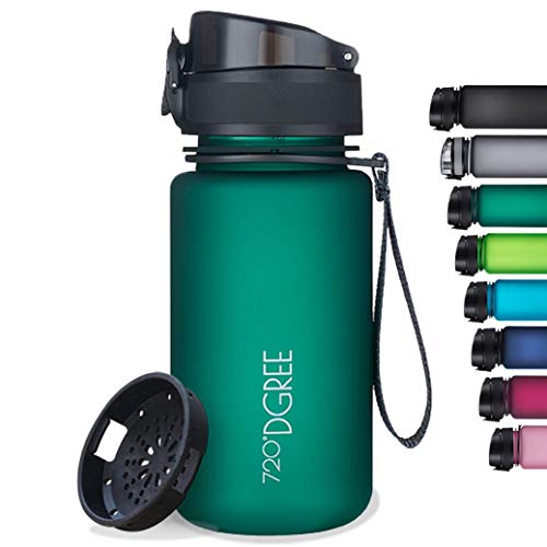 720°DGREE Botella de Agua “uberBottle“ softTouch +Tamiz – 350ml | Impermeable y Reutilizable | para Beber Ideal para niños, Deporte, Escuela | Sin BPA