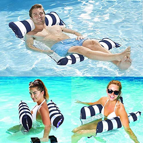 7WUNDERBAR Inflable Hamaca de Agua colchón de Aire Hamaca colchones Piscina Plegable Cama Flotante sofá de Agua Piscina salón colchón de baño Cama Flotante para Adultos (Azul Oscuro)