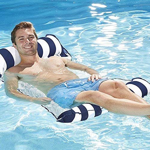 7WUNDERBAR Inflable Hamaca de Agua colchón de Aire Hamaca colchones Piscina Plegable Cama Flotante sofá de Agua Piscina salón colchón de baño Cama Flotante para Adultos (Azul Oscuro)