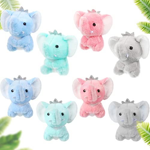 8 Animales de Peluche de Bebé de Elefante Mini Animal de Peluche Pequeño de 4 Pulgadas Muñeca de Juguete de Elefante de Felpa para Niños Niñas Cumpleaños Navidad Regalo Fiesta, 4 Colores